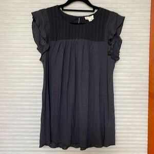 NWT hem and thread black ruffle sleeve top size small